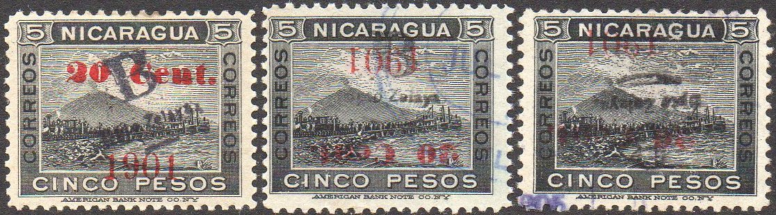 timbres-poste sellos postales stamps Nicaragua Momotombo Zelaya Bluefields Volcano & Train